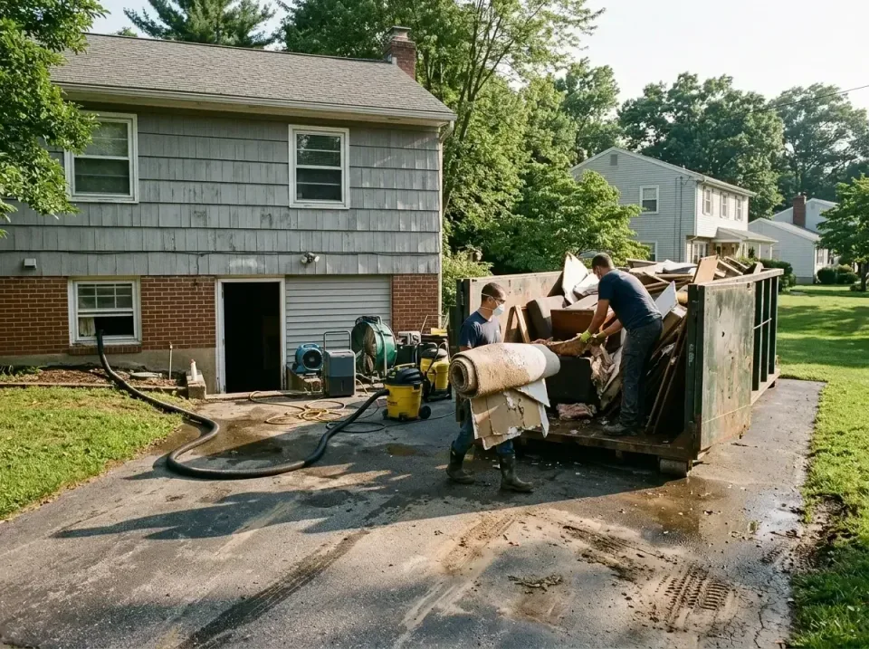basement-flood-damage-cleanup-006 — frequently asked questions, Residential and Commercial Roll-Off Dumpster Service in Pelh…