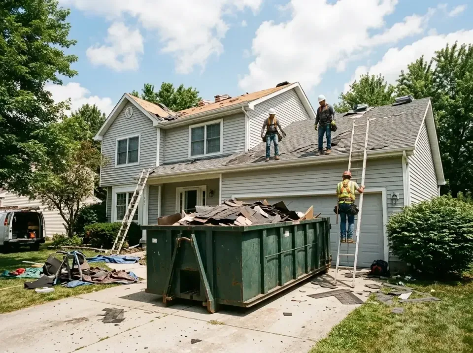 roofing-project-shingle-dispos-005 — before and after result, Residential and Commercial Roll-Off Dumpster Service in Pelham